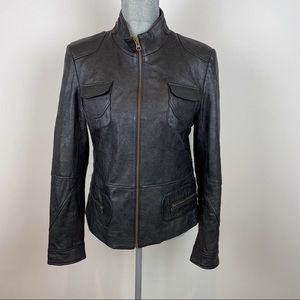 Identify Black Leather Moto Jacket size 10